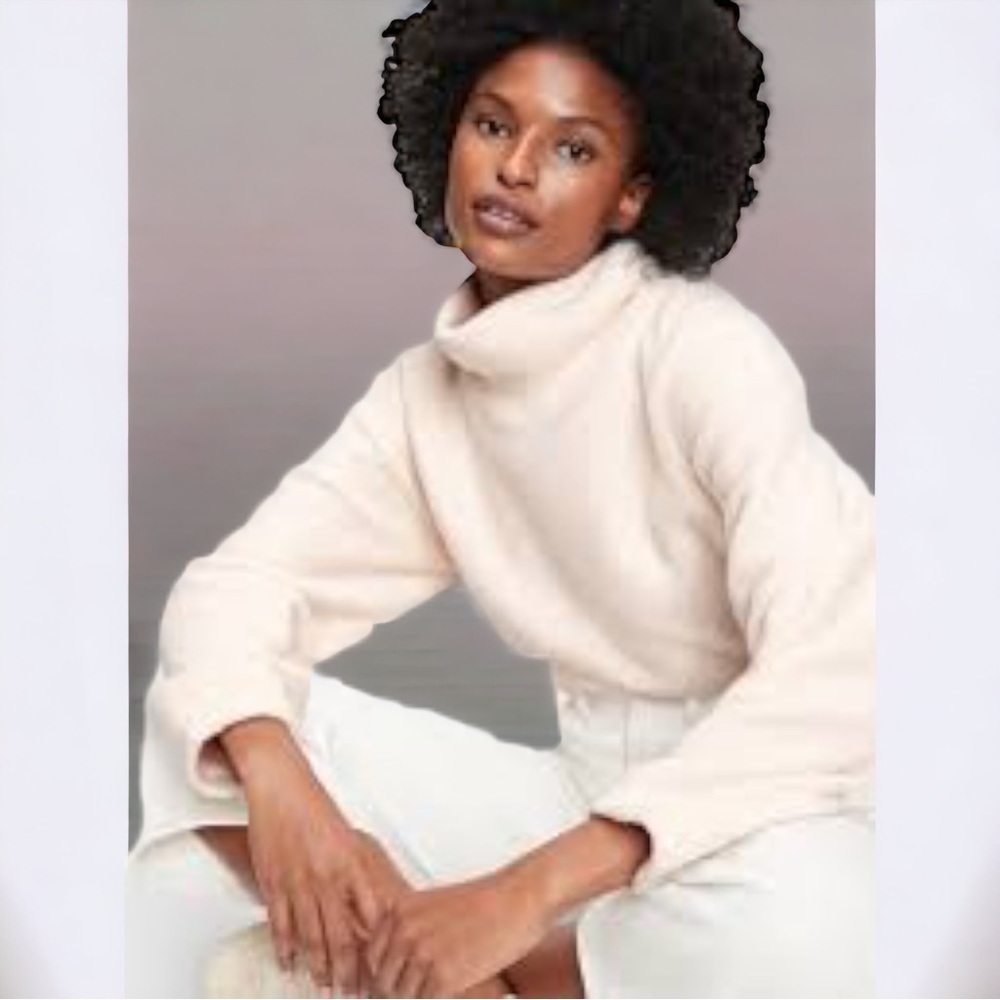 GAP Fleece Turtleneck Sweater Oyster Beige‎ Size XS #650692